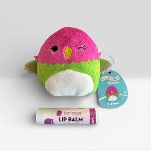 Cute Micromallows Squishmallow "Na'lma" with Grape Lip Balm NEW